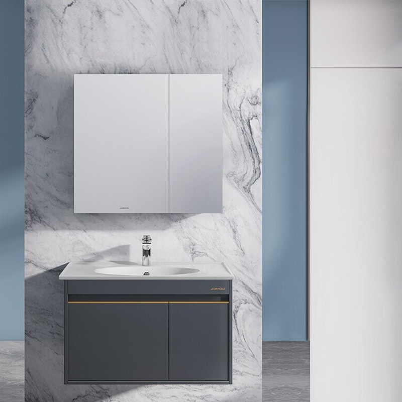 JOMOO/九牧浴室柜现代奶油风卫生间洗手台陶瓷一体盆A2255 90cm