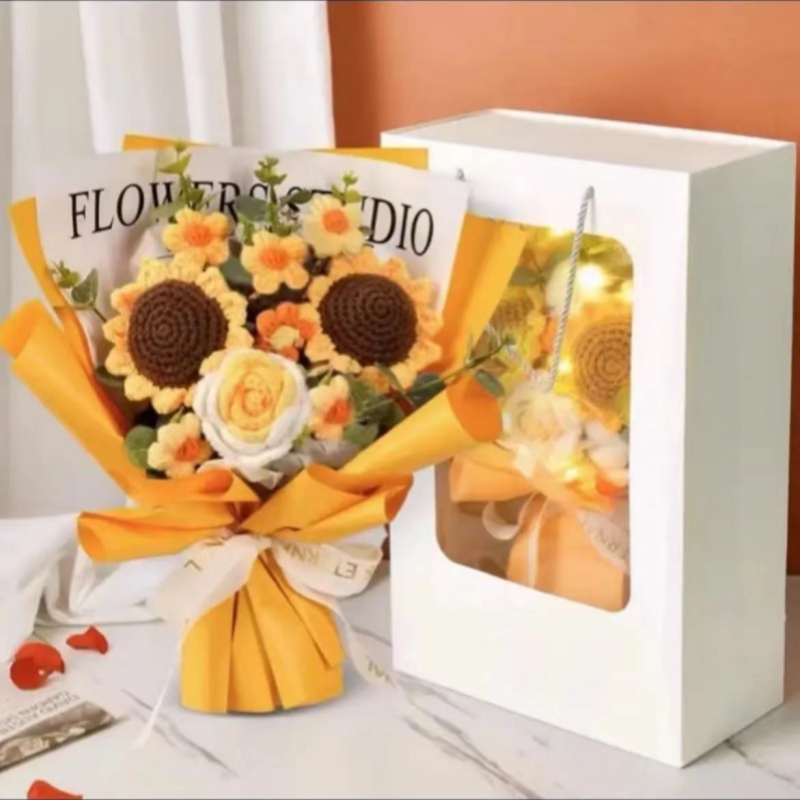 教师节创意礼物手工编织花束向日葵成品幼儿园小学送男女老师成品