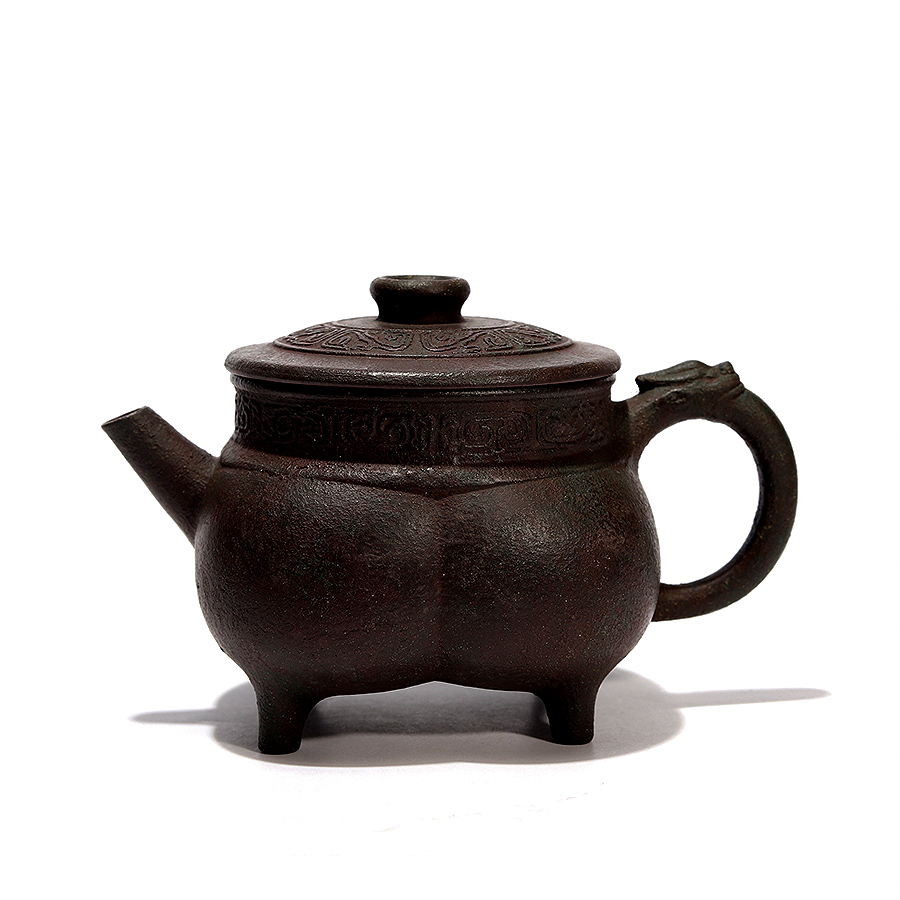 衍古造器茶壶《夔龙纹仿青铜紫砂壶》紫泥200cc宜兴紫砂壶