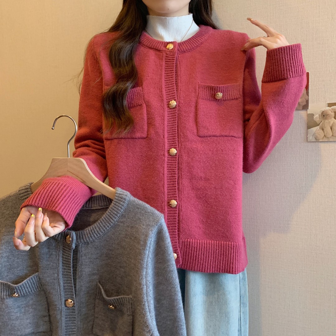 清69066大码女装胖mm气质洋气针织上衣外穿时尚百搭毛衣开衫外套