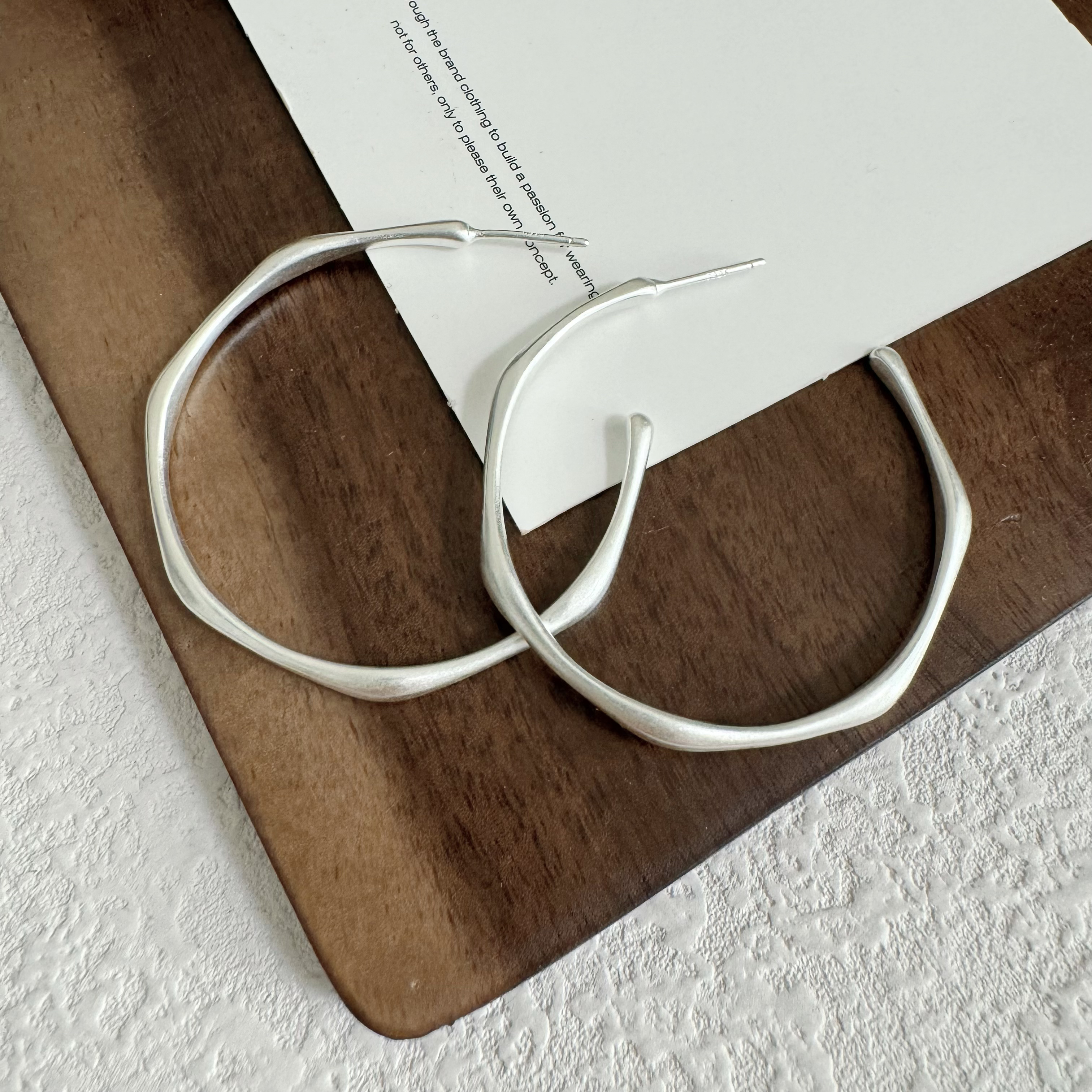 925银耳饰 百搭风耳饰小众磨砂哑光大耳环竹节基础-竹节耳圈0160