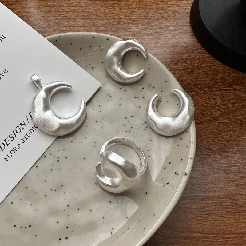 坠链均925银 夏季新品氛围感配饰吊坠耳钉戒指-月亮系列合集0096