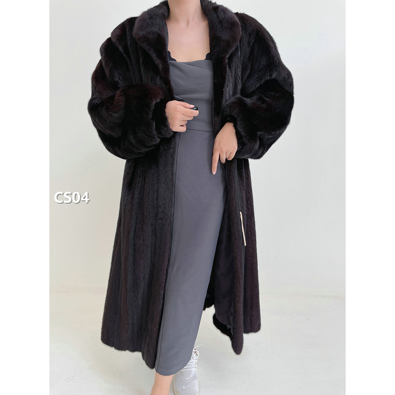 【CS04】3XL码 红黑色全抽水貂大衣外套（肩45胸120衣117袖64）