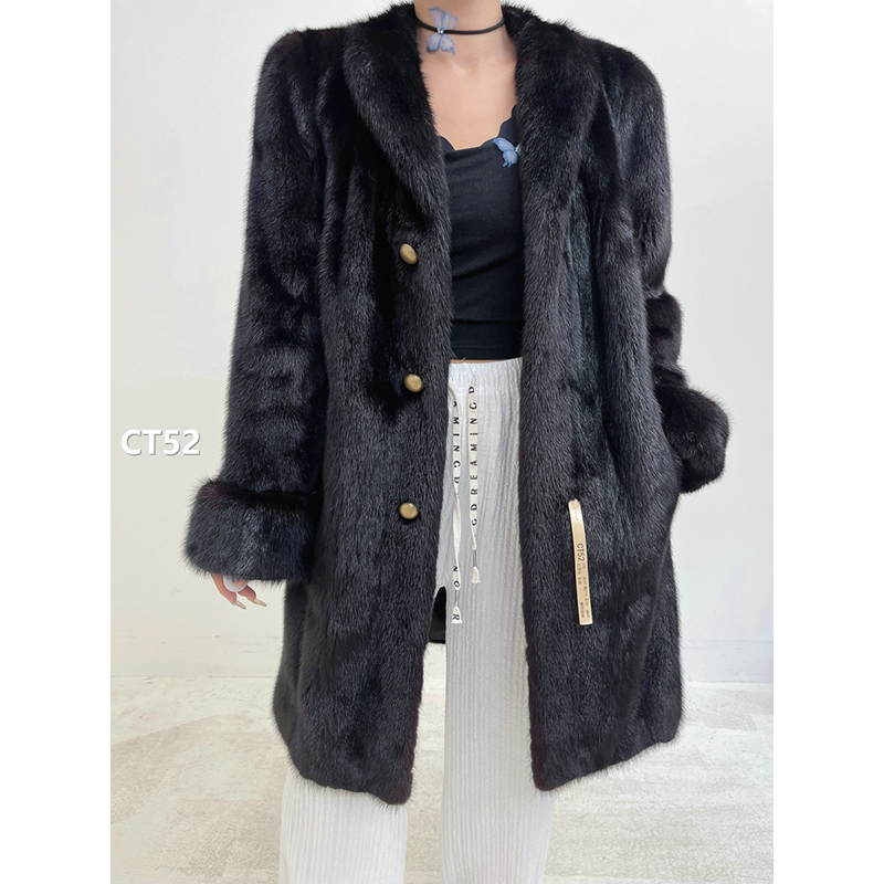 【CT52】L码 红黑色全抽水貂大衣外套（肩43胸110衣90袖64）