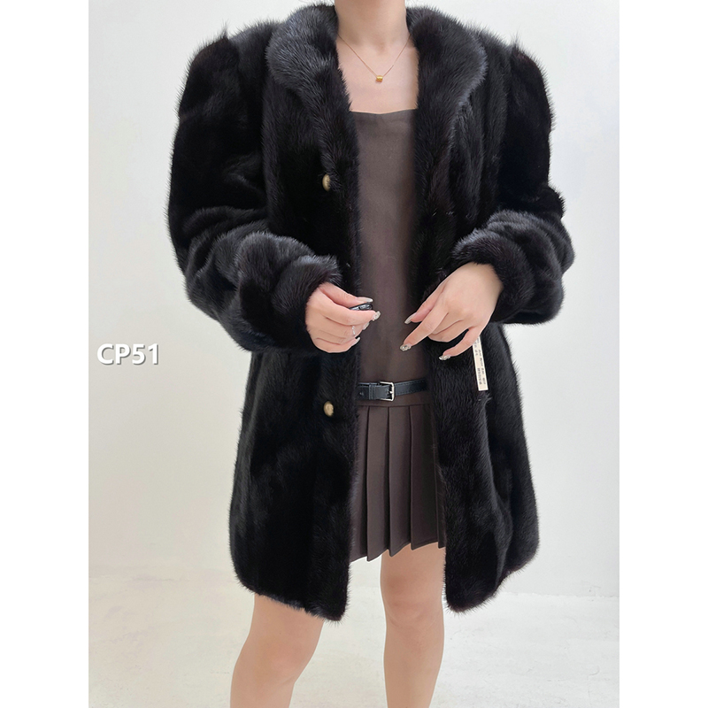 【CP51】M码 红黑色逆毛水貂大衣外套（肩40胸104衣80袖59）