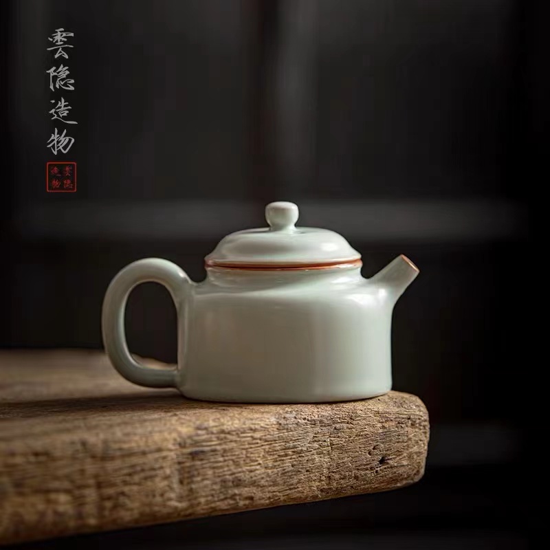 云隐造物天青汝窑德钟壶汝瓷茶壶单壶陶瓷家用功夫茶具泡茶壶开片