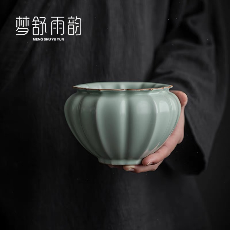 云隐造物天青汝窑建水茶洗汝瓷开片茶渣桶茶洗缸陶瓷功夫茶具配件