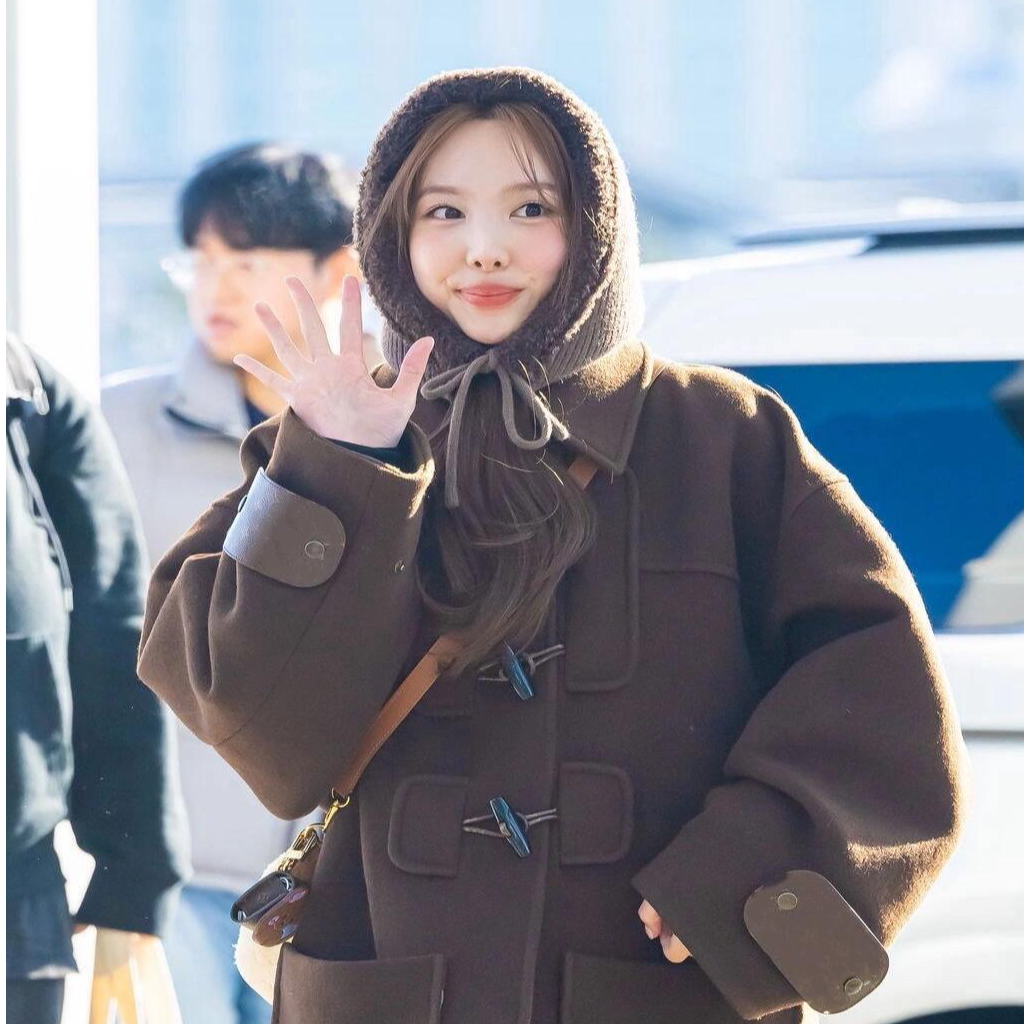 林娜琏明星同款美拉德牛角扣学院风毛呢外套复古减龄大衣24秋冬新