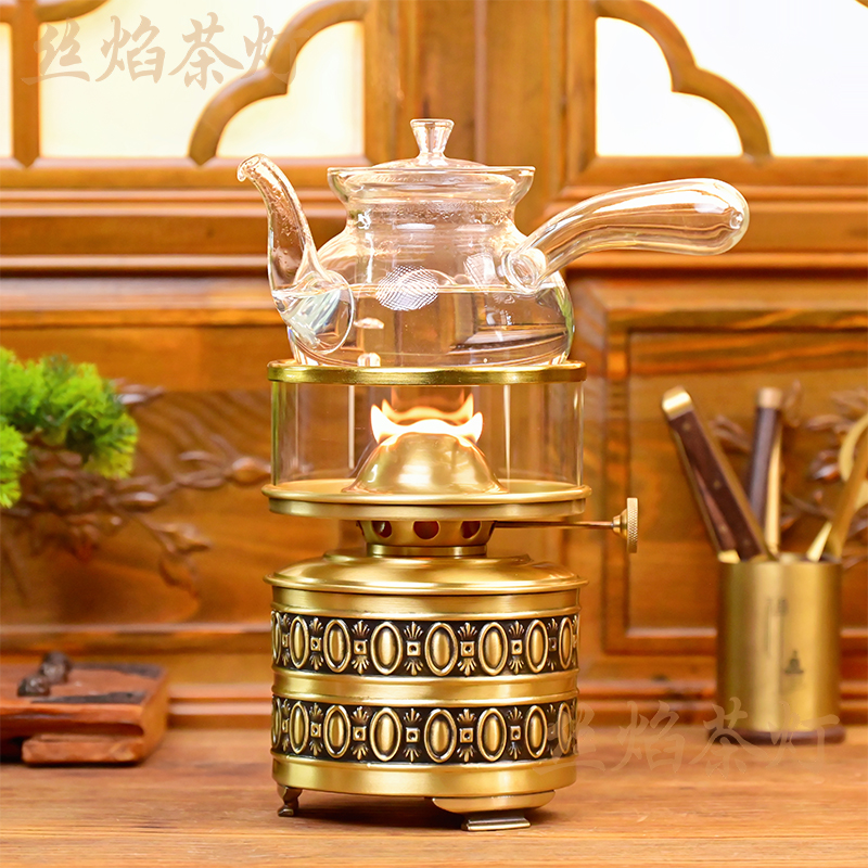 丝焰茶灯【福到茶灯】煮茶炉空气灯新款铜茶器复古潮汕灯烧水炉