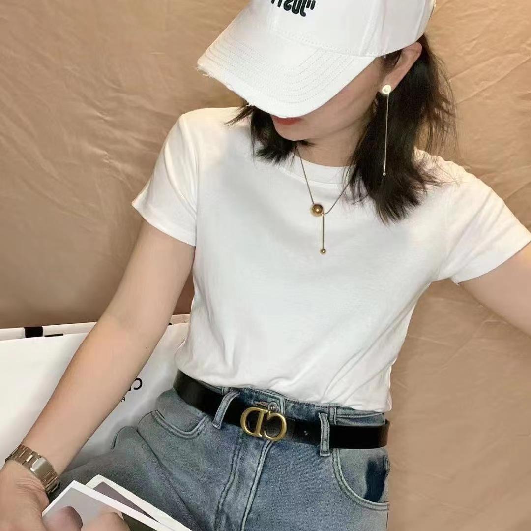 H301减龄超火ins棉T恤女2025春新款高弹时尚修身圆领紧身短袖上衣