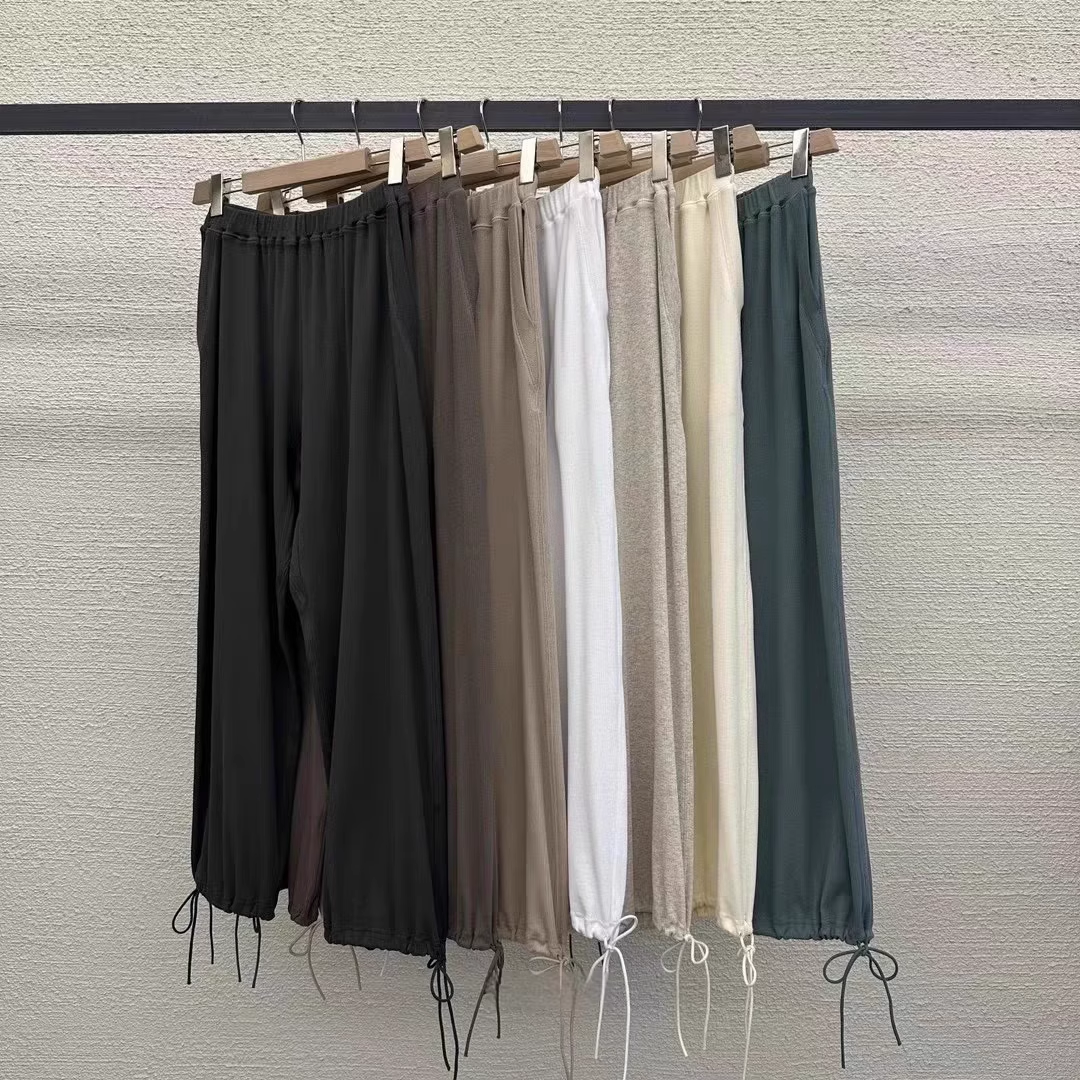 韩国东大门代购at the bagel2024夏季运动高腰防蚊抽绳垂感休闲裤