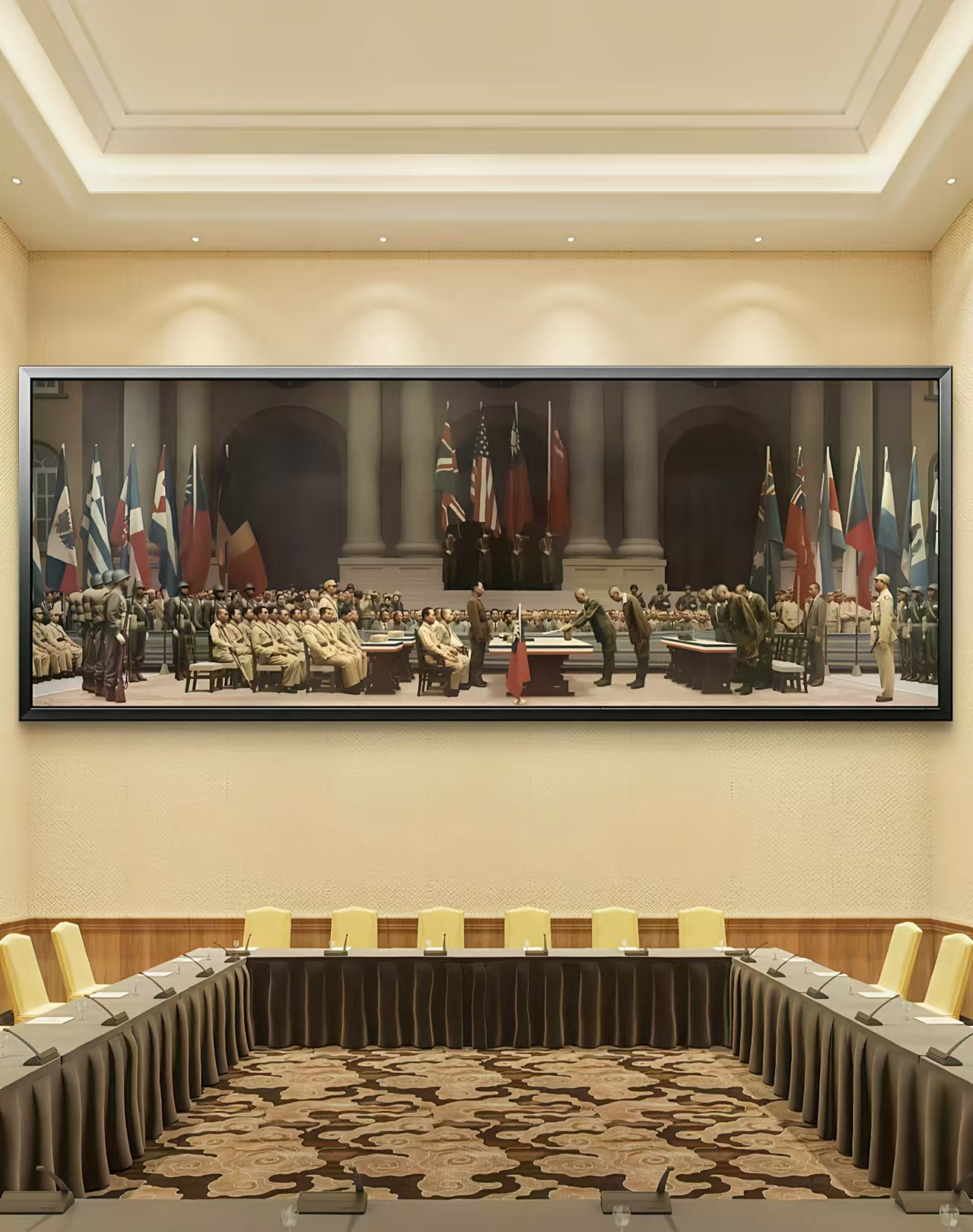 R本投降仪式 纪念 爱国 120x40pvc  客厅 家居 晶瓷画挂画