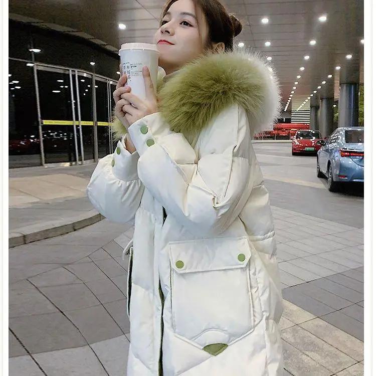 过膝中长款羽绒服女外套2023新款冬装羽绒棉加厚韩版宽松羽绒棉服