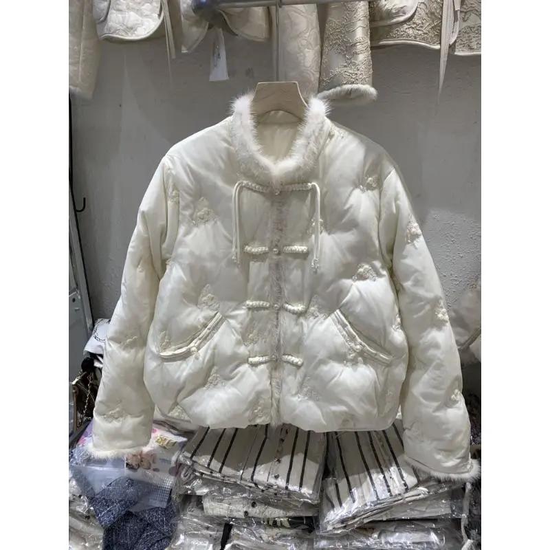 冬季新品毛盘扣国风新中式羽绒服加厚保暖气质名媛短款外套小个子