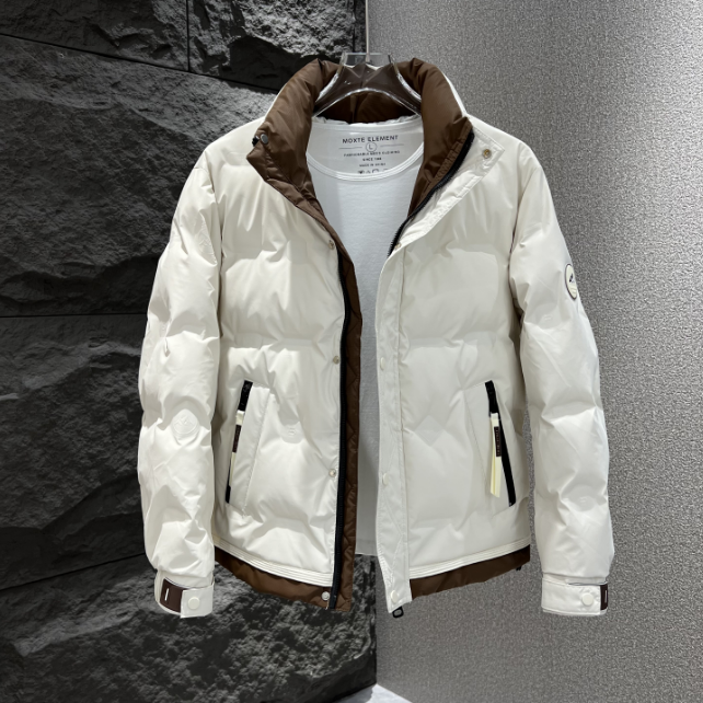 羽绒服立领男士冬季新款2023潮流加厚拼色保暖休闲短款帅气外套男