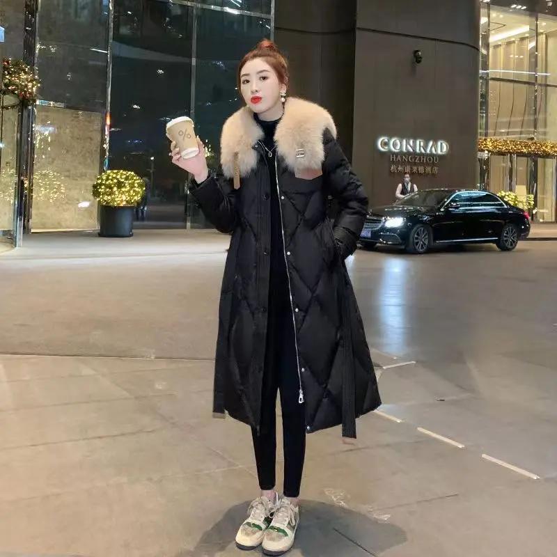 羽绒服新款爆款羽绒女士女款时尚洋气中长款过膝大毛领加厚羽绒棉
