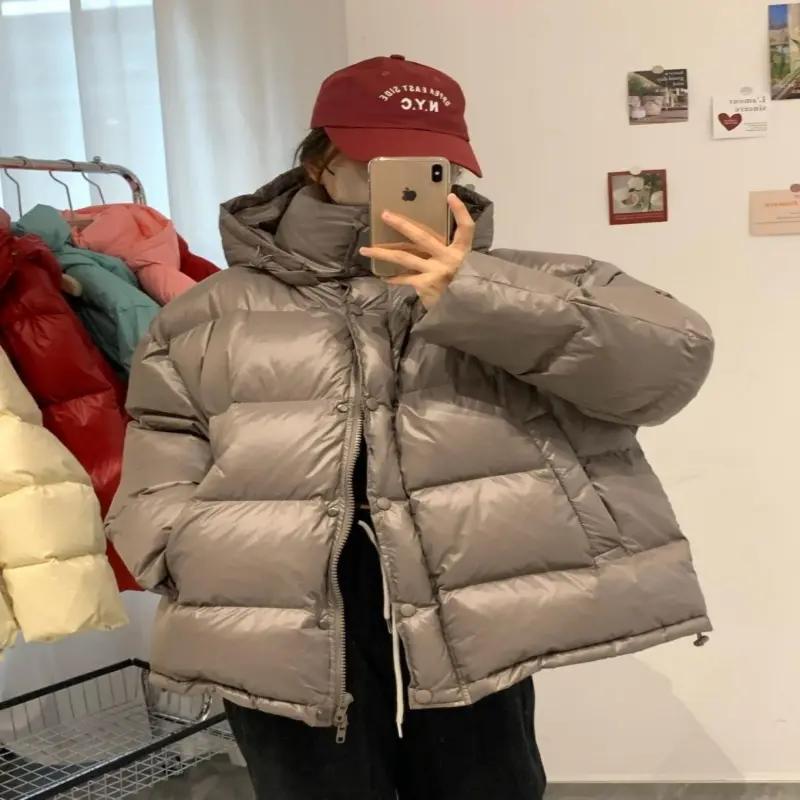 2023新款羽绒服女加厚短款面包服冬季爆款小个子外套连帽白鸭绒