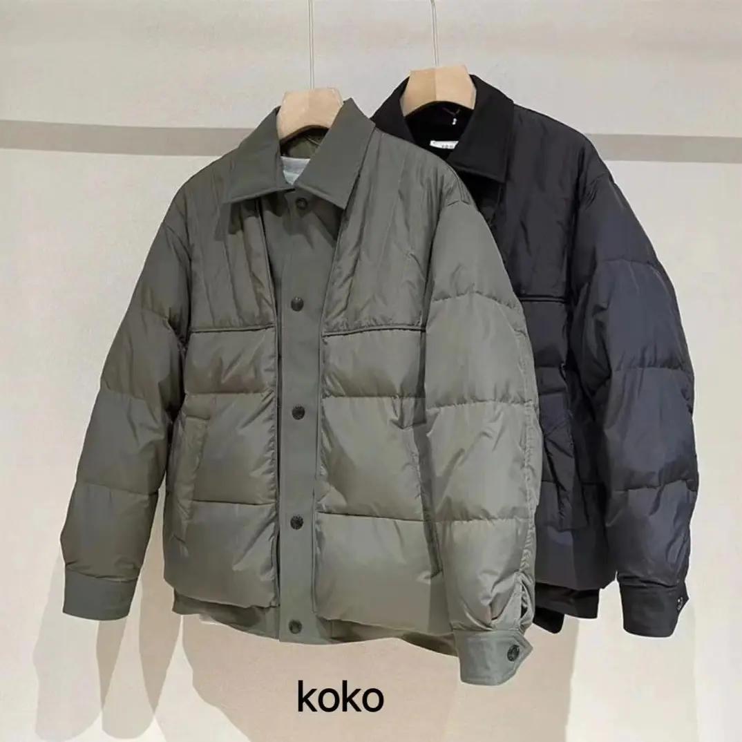 冬季设计师款羽绒服翻领撞色工装风拼接加厚保暖假两件羽绒服羽绒
