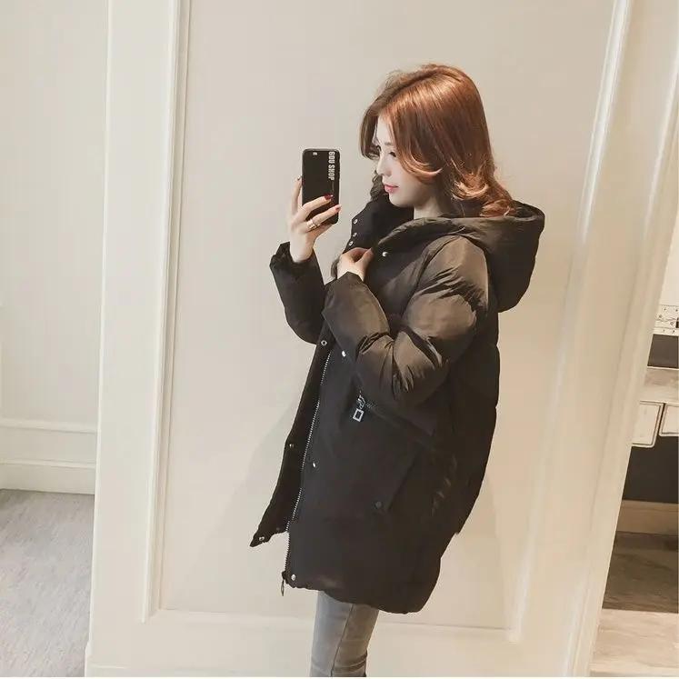 羽绒服冬季韩版女装学生宽松加厚面包服中长款外套羽绒棉服