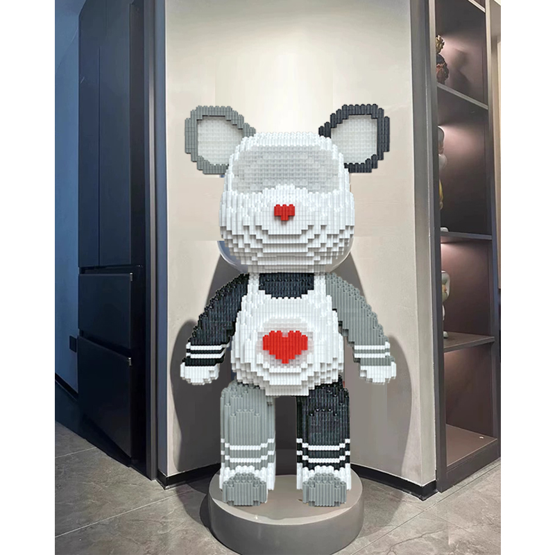 50cm超大红色爱心熊-0.8大颗粒益智玩具亲子拼装女孩礼物摆件生日