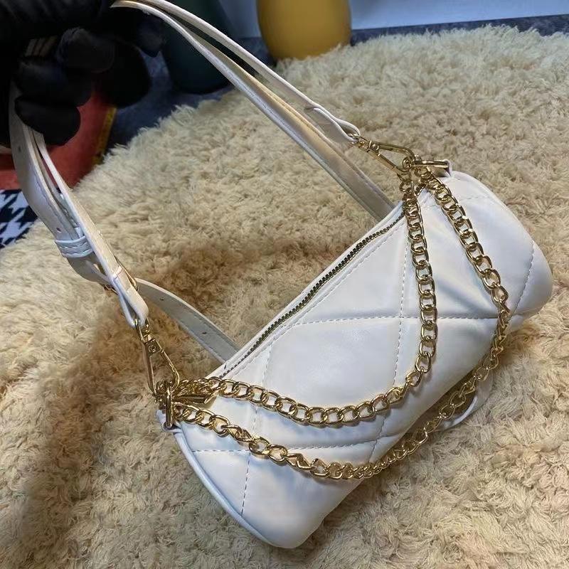 高颜值正品圆筒包大容量爆款小圆包网红链条牛仔包包手提腋下包