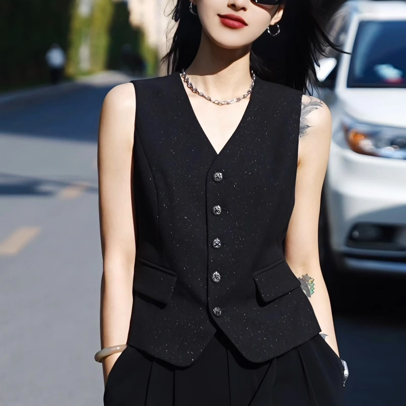 {专柜正品}商场同款2025新款马甲时尚修身V领西服外套女1400572