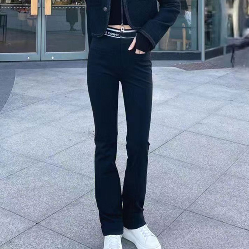 {专柜}商场同款2025春秋百搭高腰字母松微喇休闲裤5100460