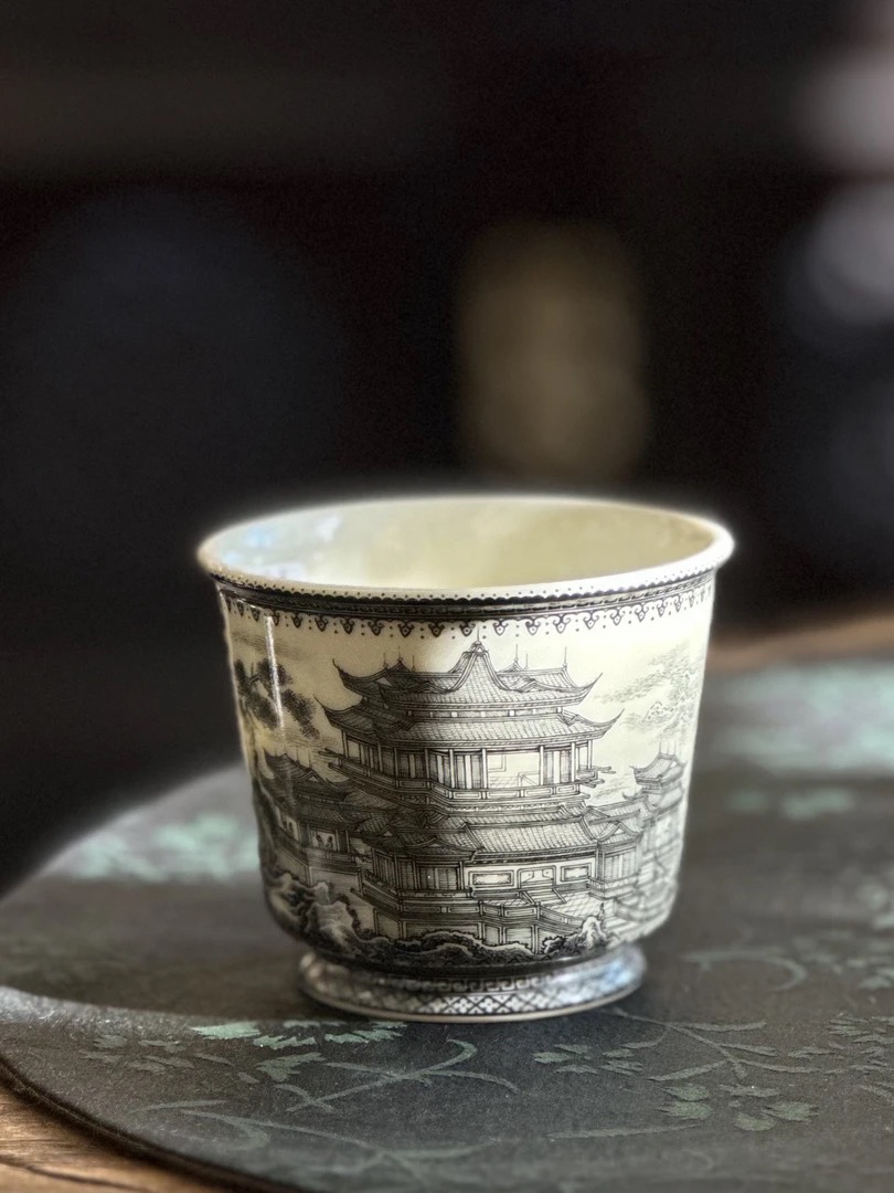 【杯王·画境系列】重工亭台楼阁墨彩山水杯·溢珍堂