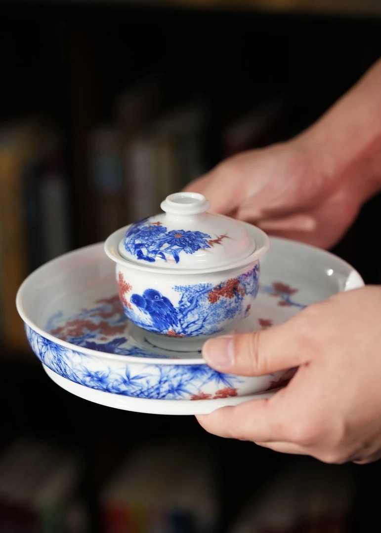 【致敬王步】青花釉里红嬉禽图系列-子君堂套组