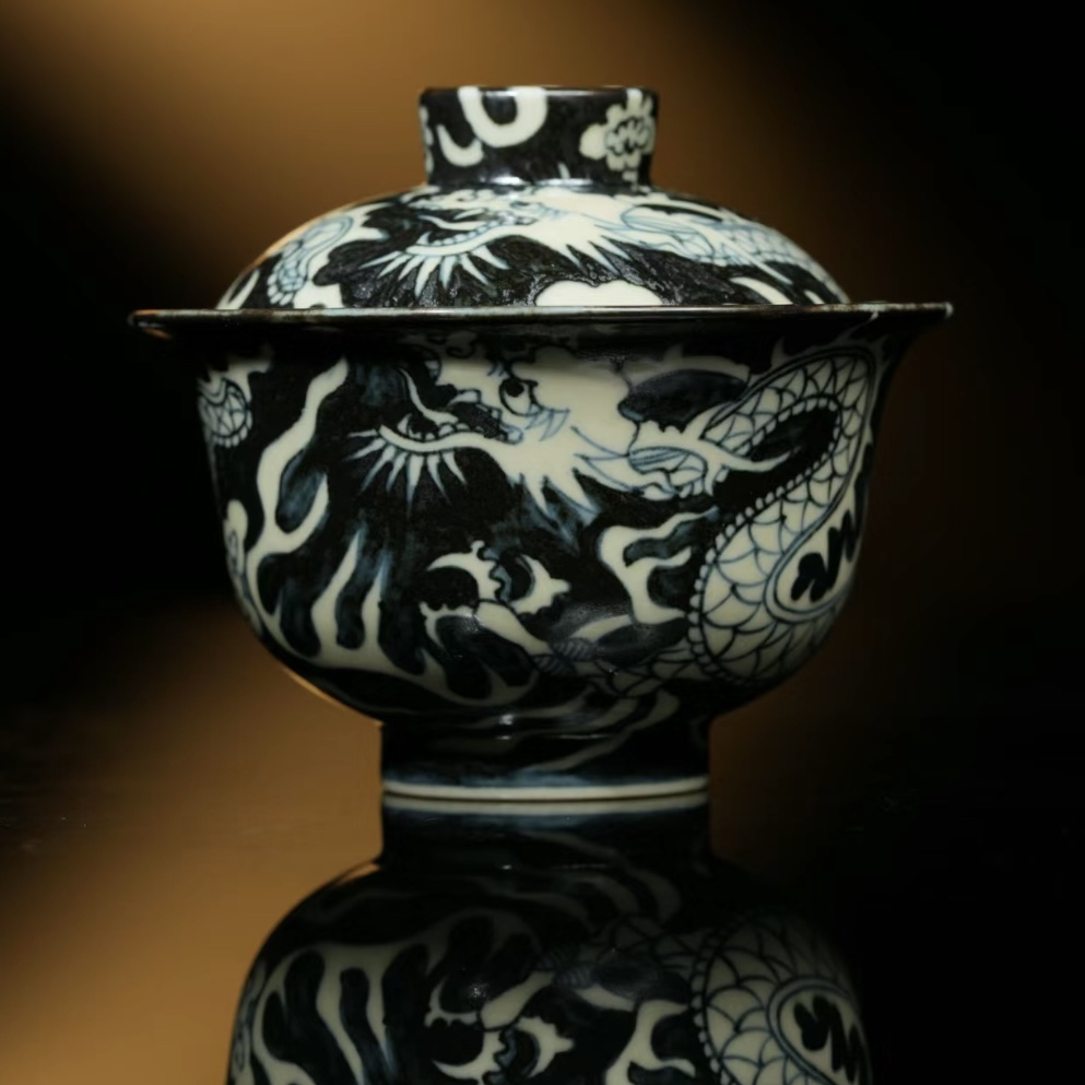 【2号釉龙纹两才盖碗】-立勤堂