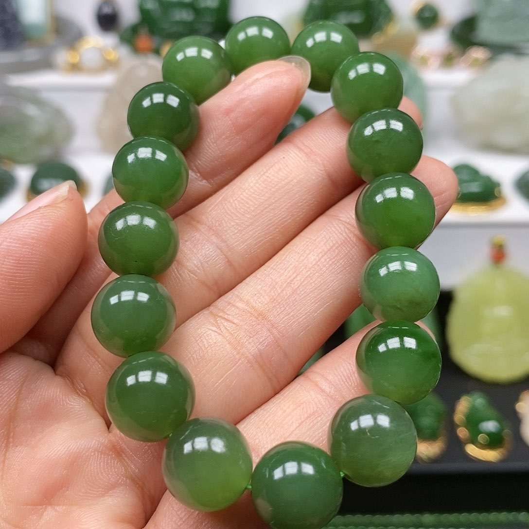 和田玉手链未镶嵌卡12