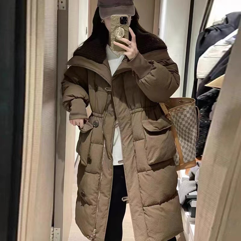 韩系女主长款过膝时尚棉服ins过膝加厚保暖宽松面包服棉袄潮8966