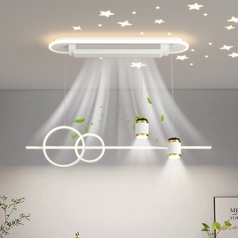 慕点新款北欧餐厅客厅无叶风扇灯静音大风力电扇灯大气家用灯具