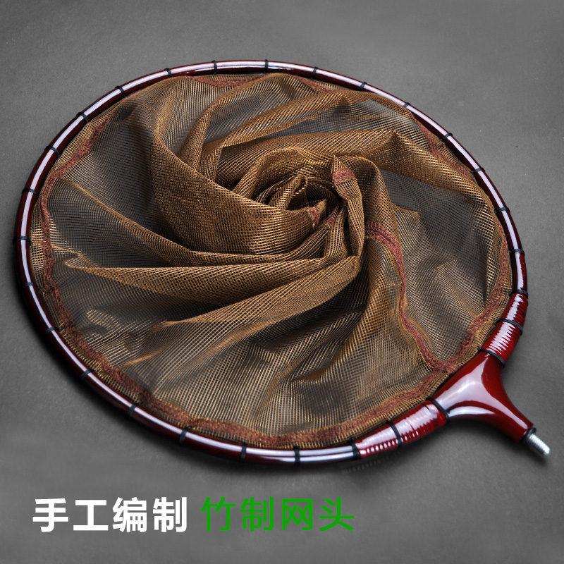 乐矶鱼网兜抄网头鲫鱼抄网头竹子抄网头捞鱼网飞接钓鱼网兜手工制