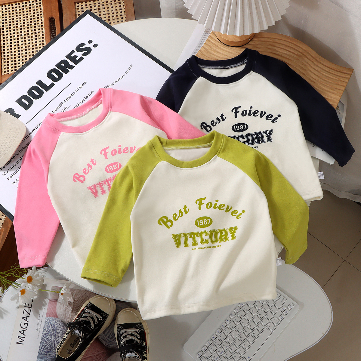 儿童打底衫2024秋款男童长袖女童上衣卡通洋气插肩袖洋气T恤秋装