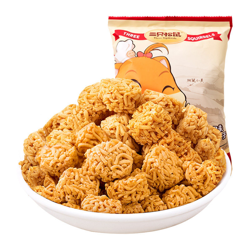 三只松鼠拉面丸子85g/袋休闲零食干脆面便携小吃食品