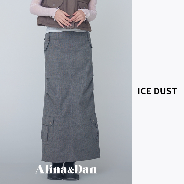 ICE DUST 设计师品牌 时尚潮流女装直筒工装长款半身裙秋冬款半裙
