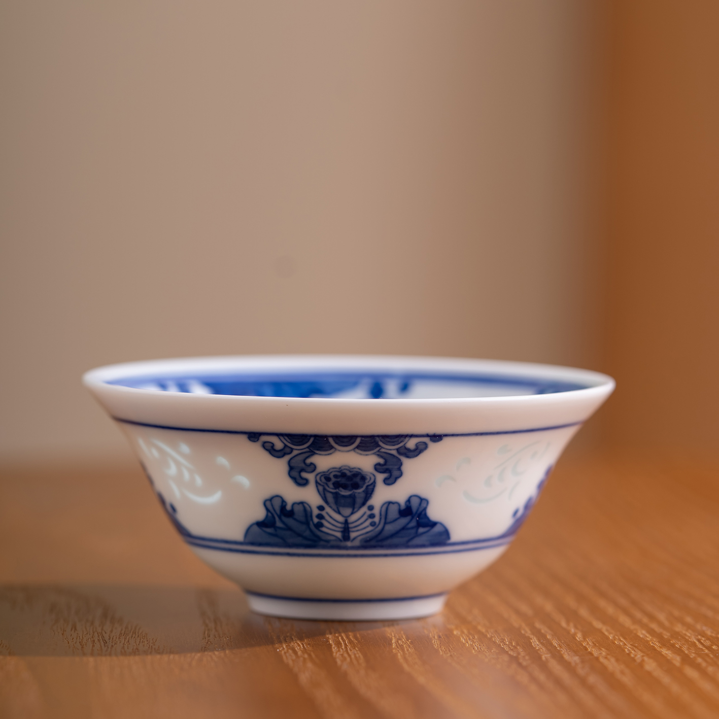 富玉手绘3寸茶盅景德镇釉下瓷器碗传统老韵味中式茶碗陶瓷