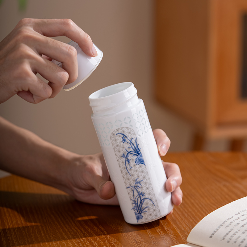 富玉【竹影双清】随行杯旅行杯高颜值旅行家用玲珑水杯