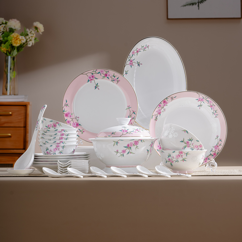 富玉【满庭芳菲】餐具套装碗盘家用简约现代轻奢高档乔迁新居礼碗碟