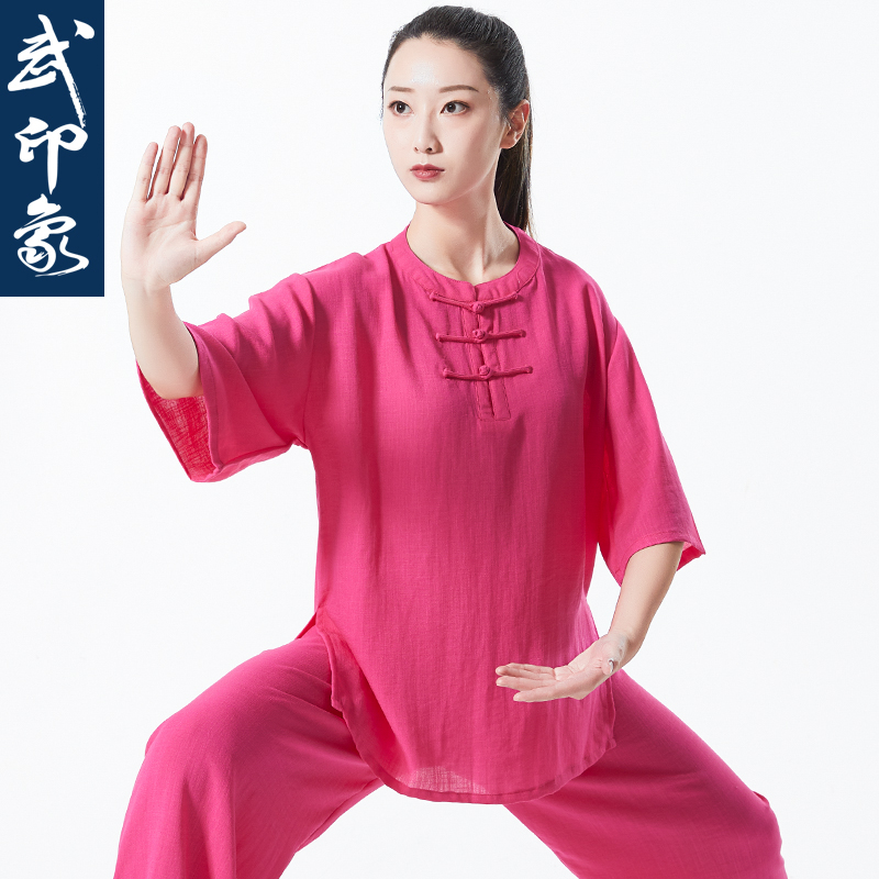 太极服女春夏秋季太极拳练功服棉麻短袖新款休闲服高端飘逸武印象