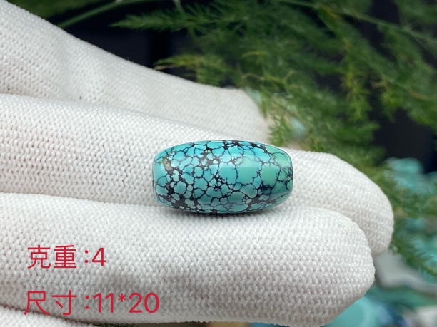 原矿高瓷玉化料绿松石网花桶珠配饰女士锁骨珠时尚百搭单珠