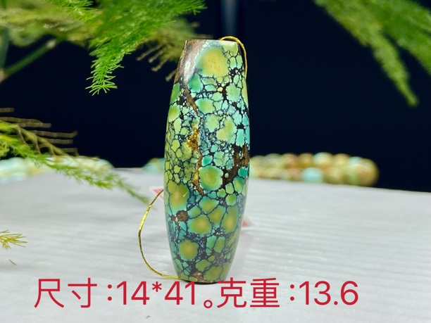 天然原矿绿松石三彩精品网花手工桶珠吊坠毛衣链锁骨珠男女百搭