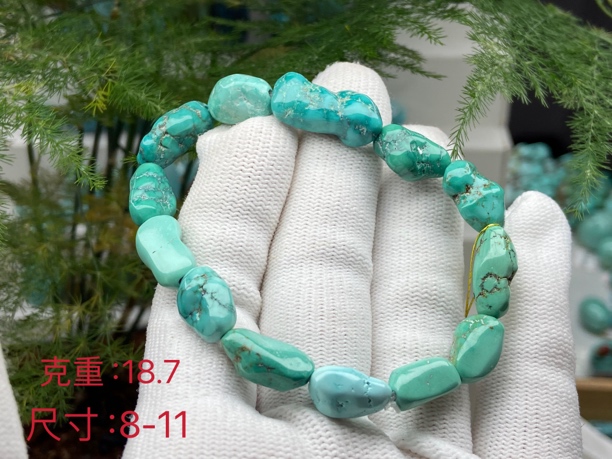 原矿高瓷玉化绿松石随行手串单圈藏式个性手工百搭手链男女时尚