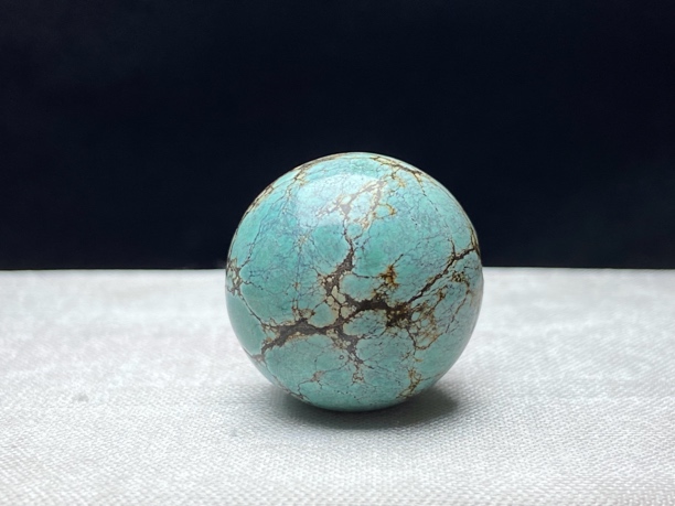 原矿绿松石特色款金丝线蓝绿料圆珠百搭锁骨单珠 尺寸21 克重13