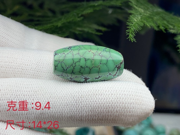 原矿精品绿松石网花玉化菜籽绿色系手工桶珠百搭配饰单珠女士锁骨