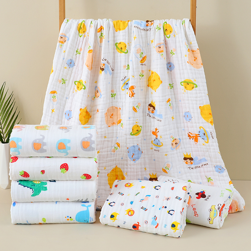 婴幼儿六层泡泡纱布盖毯抱被新生儿浴巾70*140