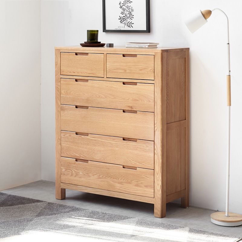 纯实木五斗柜收纳柜家用全橡木卧室斗橱六斗柜现代简约北欧风格
