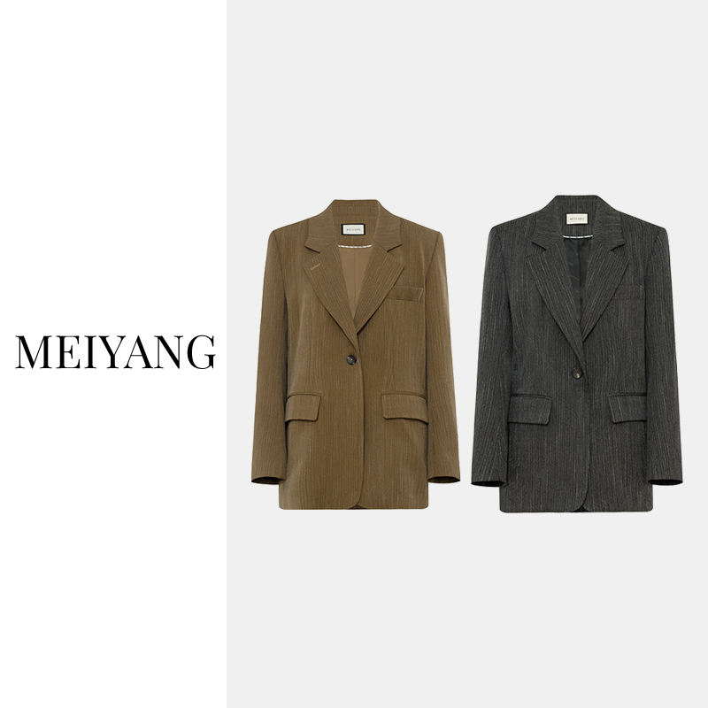 美洋MEIYANG【清仓特卖捡漏】开幕西装 人字斜条纹通勤西服外套