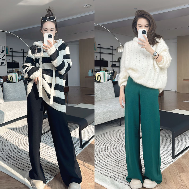 【断码捡漏】美洋MEIYANG 麻薯羊毛裤 简约慵懒针织高腰阔腿裤秋冬S